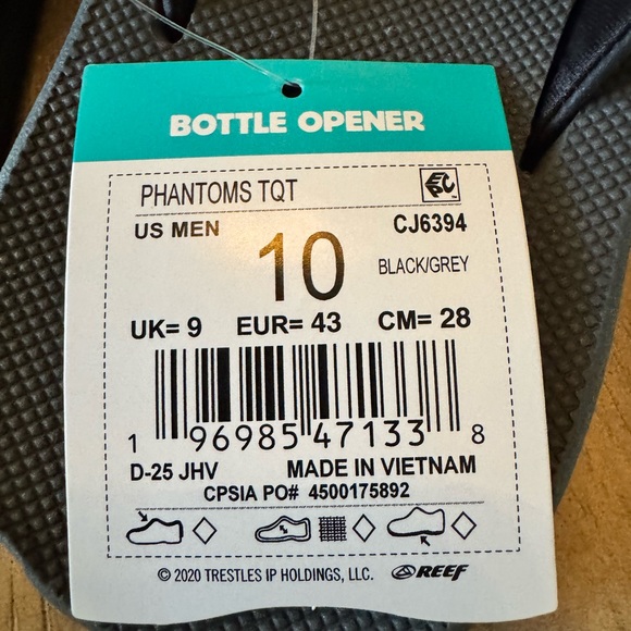 Reef Men's Phantoms TQT Flip-Flops Sandals, Black/Yellow, NWT, Size 10 (EUR 43) - Picture 4 of 10